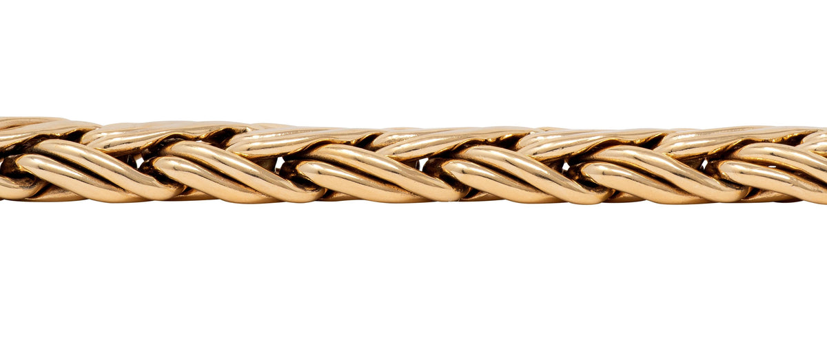 Tiffany & Co. 1990's 14K Yellow Gold Vintage Braided Wheat Link Chain Bracelet