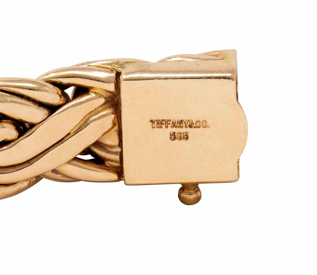 Tiffany & Co. 1990's 14K Yellow Gold Vintage Braided Wheat Link Chain Bracelet