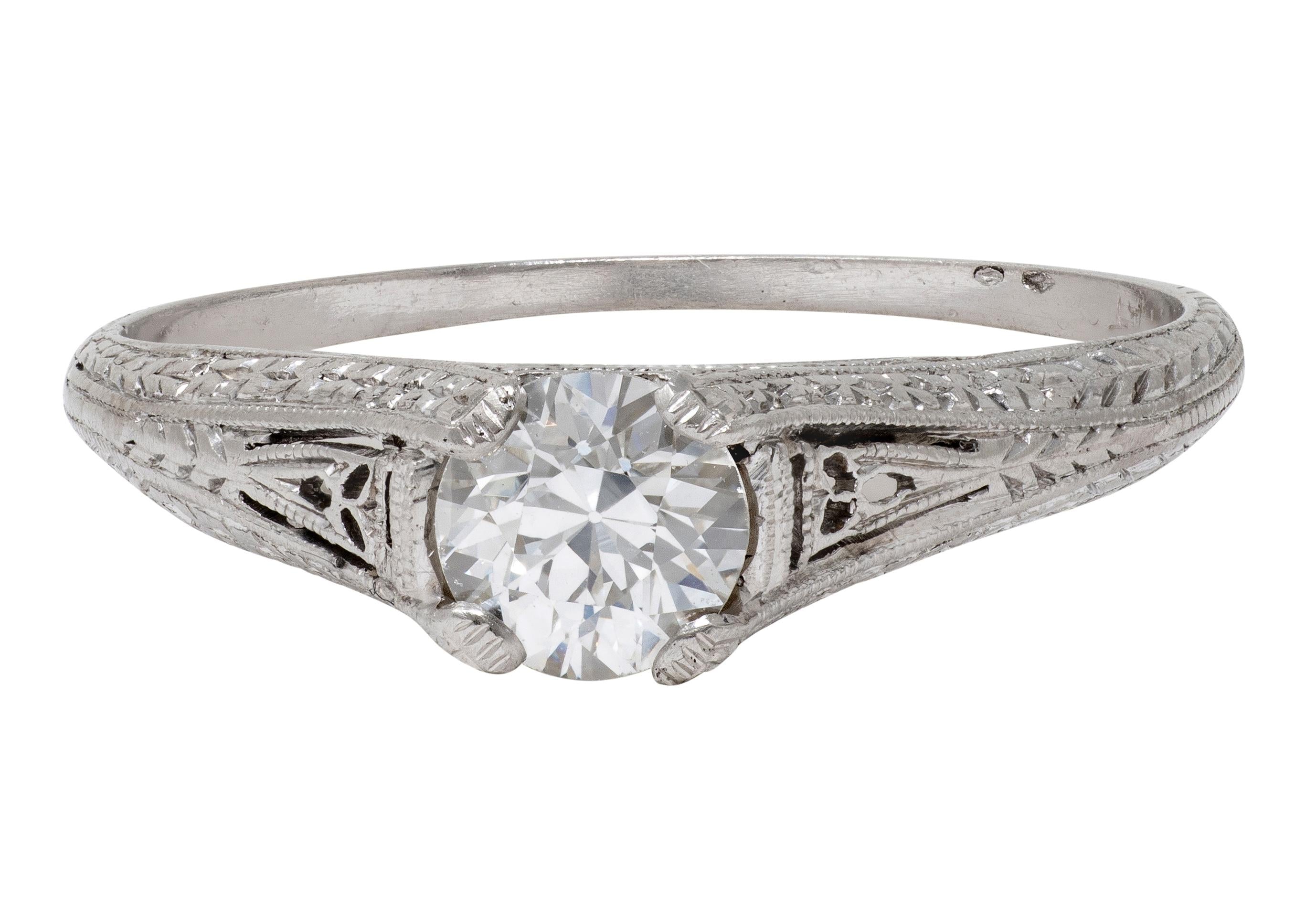 Art Deco 0.47 CT Diamond Platinum Vintage Orange Blossom Engagement Ring
