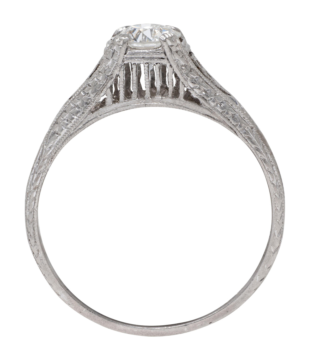 Art Deco 0.47 CT Diamond Platinum Vintage Orange Blossom Engagement Ring