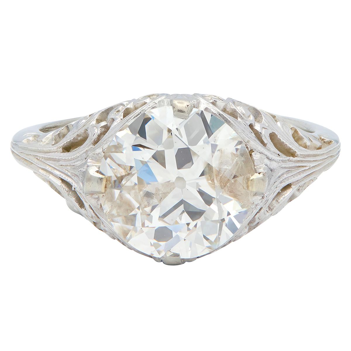 Edwardian Old European Diamond 18K Gold Antique Solitaire Engagement Ring