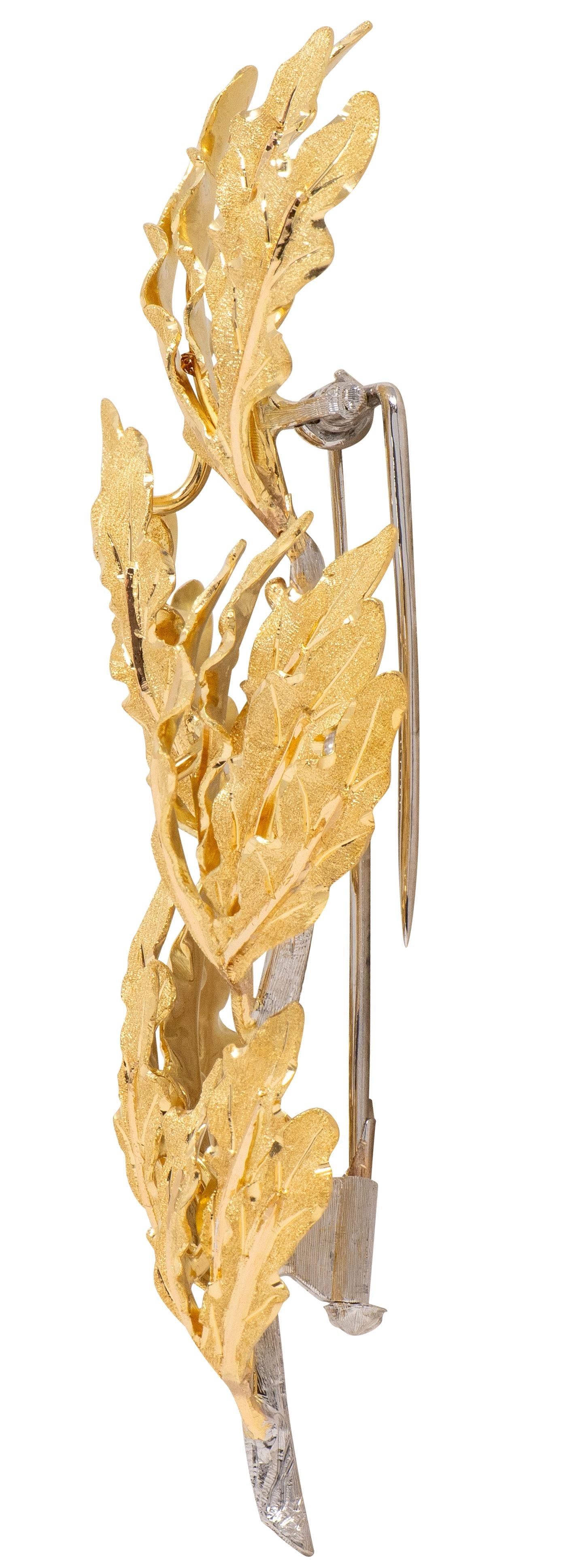 Gianmaria Buccellati 1970's 18 Karat Two-Tone Gold Vintage Oak Branch Brooch