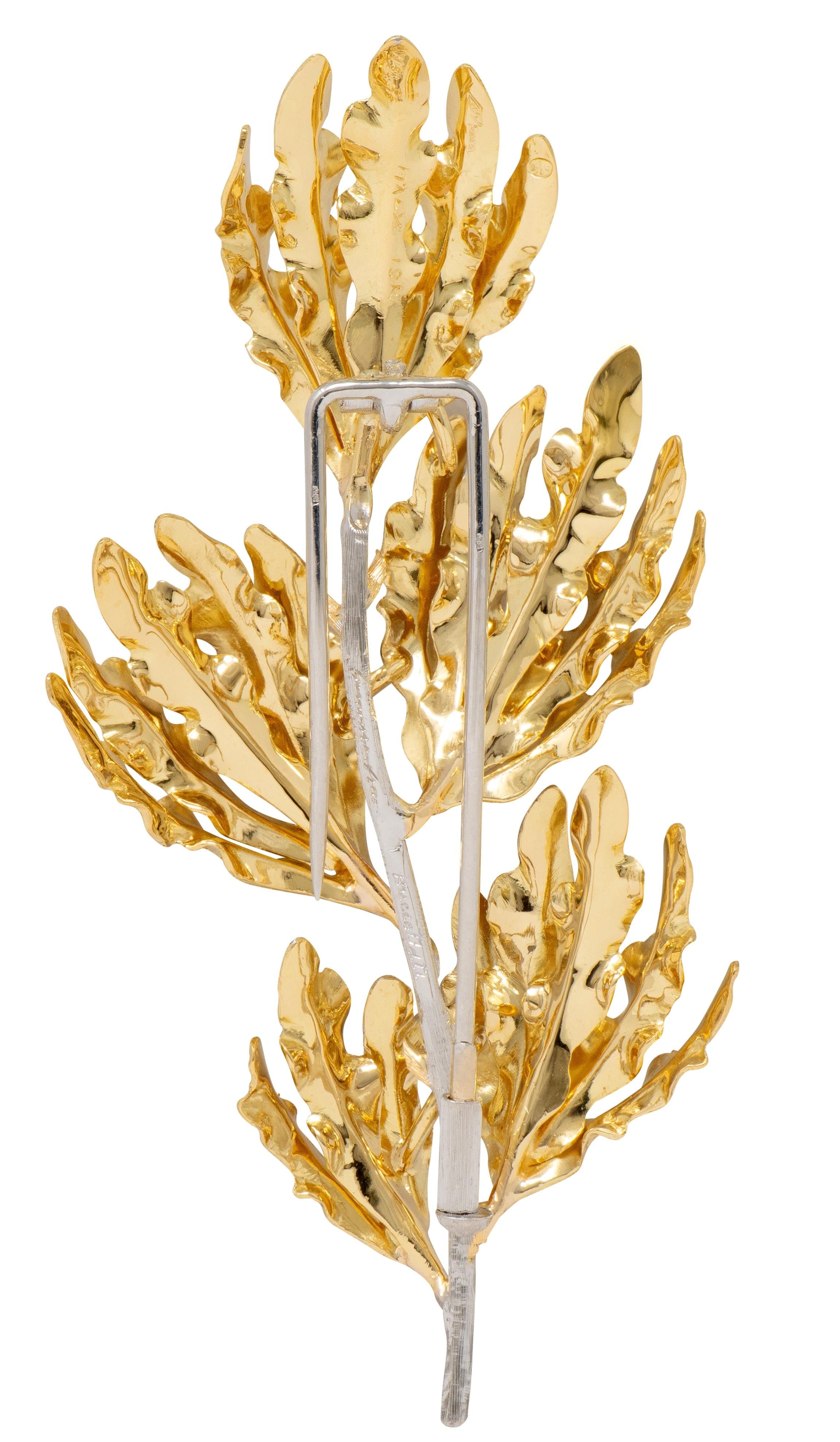 Gianmaria Buccellati 1970's 18 Karat Two-Tone Gold Vintage Oak Branch Brooch