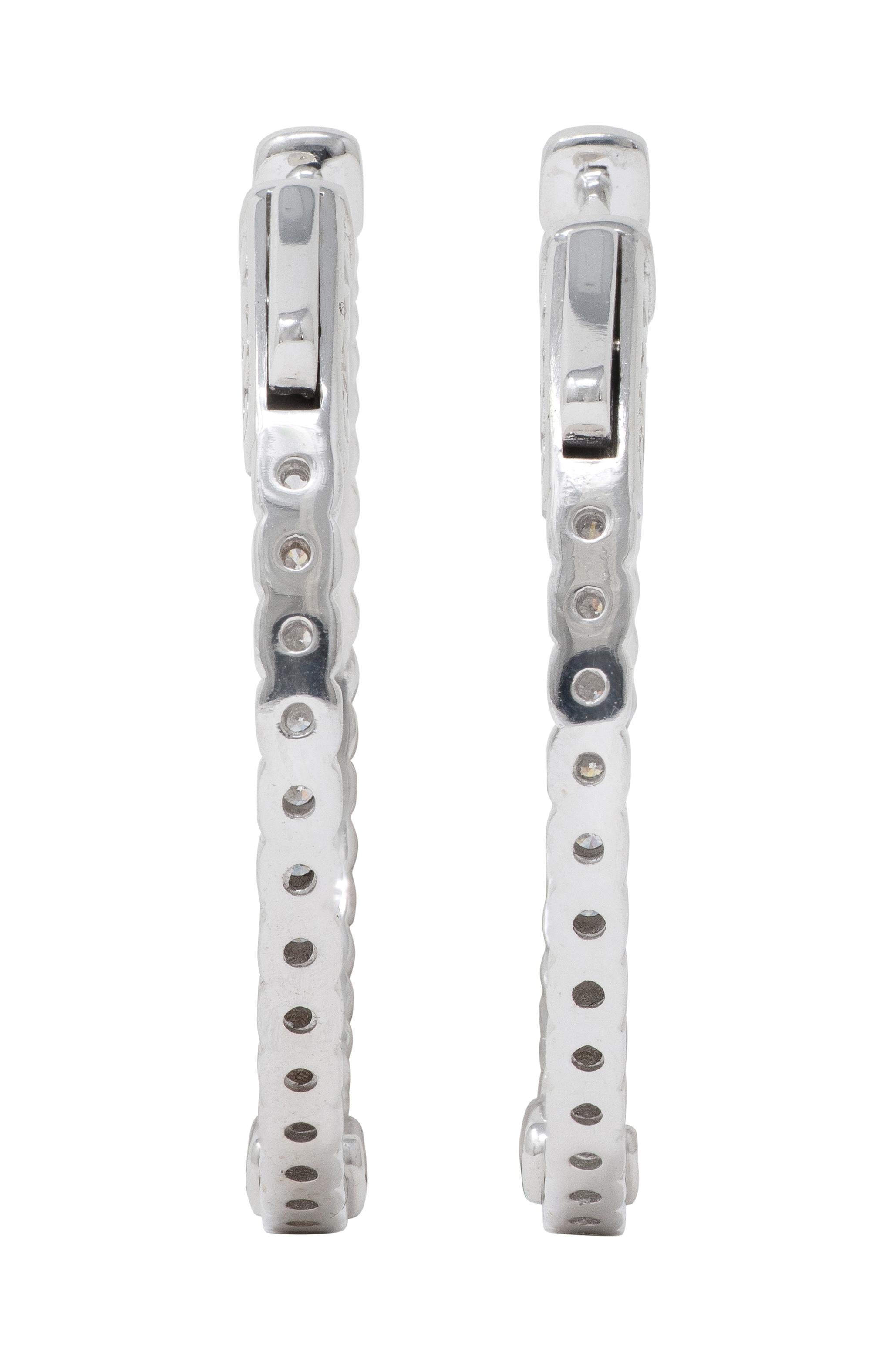 Contemporary 1.50 Carats Diamond 14K Gold Inside Outside 30 MM Hoop Earrings