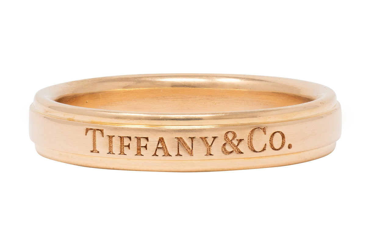 Tiffany & Co. 1990's 18 Karat Yellow Gold Vintage Logo Wedding Band Ring