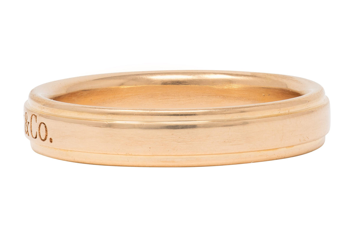 Tiffany & Co. 1990's 18 Karat Yellow Gold Vintage Logo Wedding Band Ring