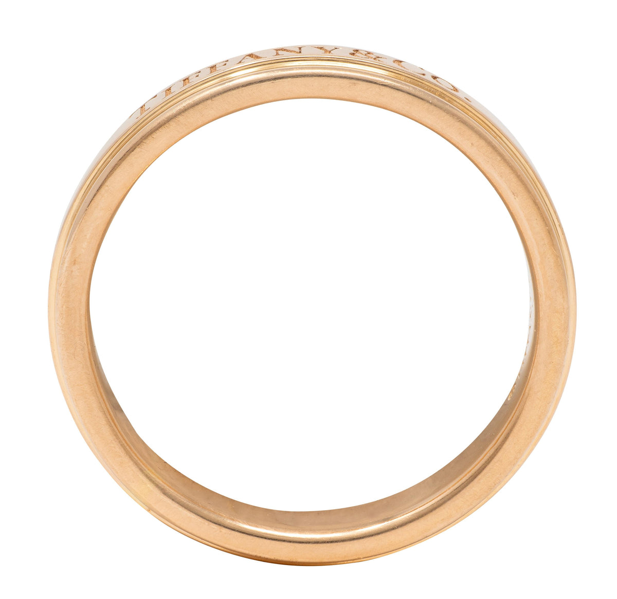 Tiffany & Co. 1990's 18 Karat Yellow Gold Vintage Logo Wedding Band Ring