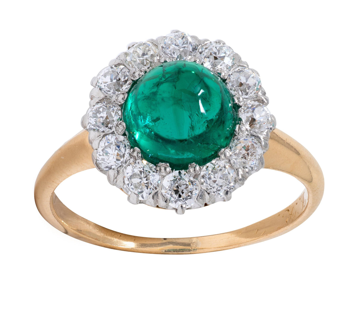J.E. Caldwell Edwardian Colombian Emerald Diamond Platinum 18K Gold Antique Ring