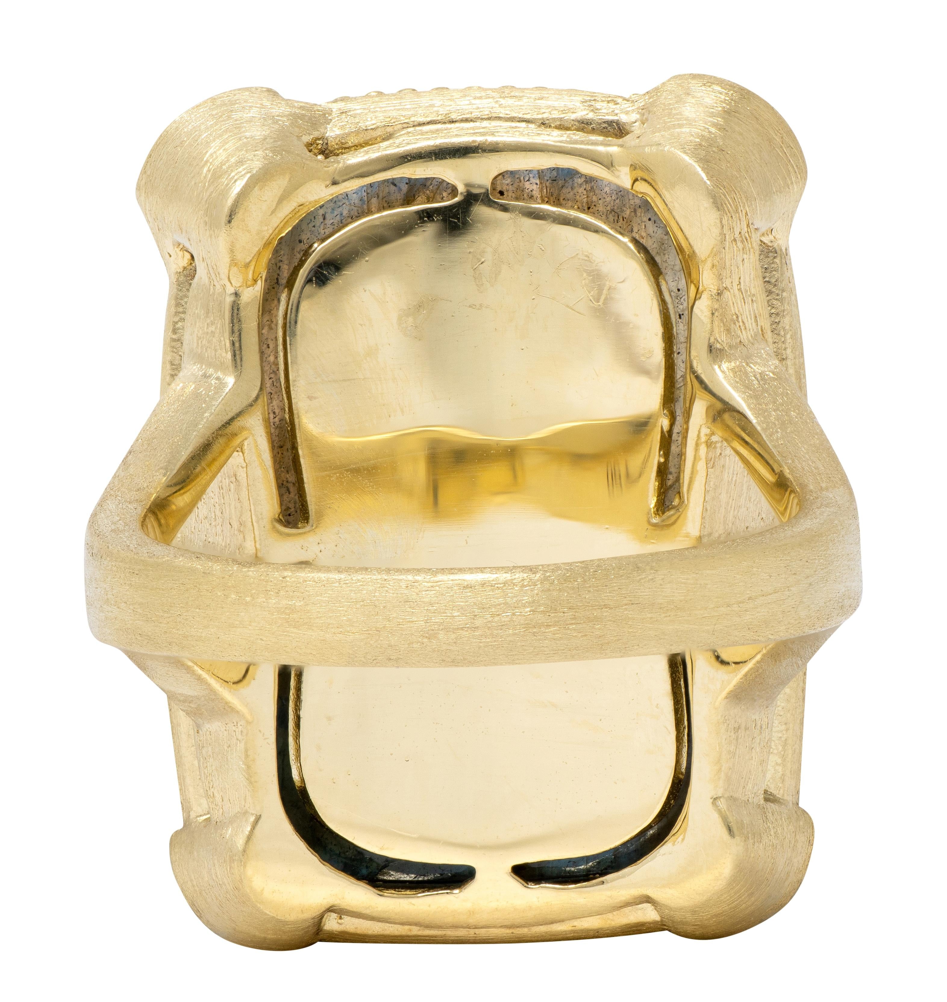 Jude Frances 2010's Labradorite Diamond 18 Karat Two-Tone Gold Cocktail Ring