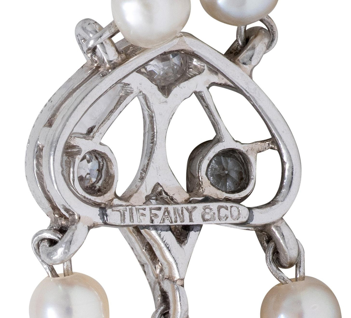 Tiffany & Co. Edwardian Diamond Pearl Platinum Antique Fringe Lavalier Necklace