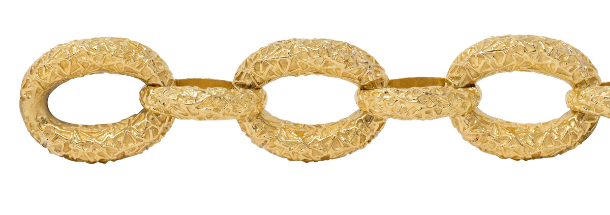 Van Cleef & Arpels 1970's 18 Karat Yellow Gold Vintage Textured Link Bracelet
