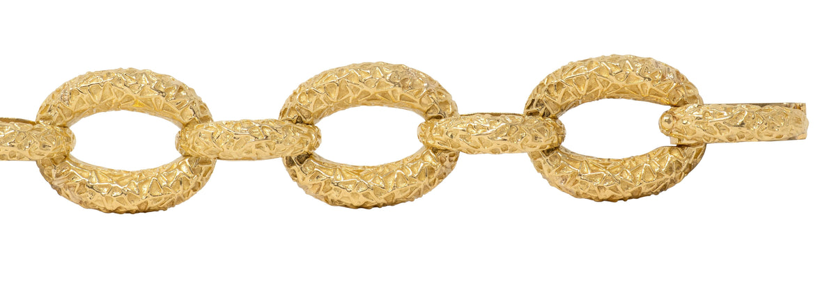 Van Cleef & Arpels 1970's 18 Karat Yellow Gold Vintage Textured Link Bracelet