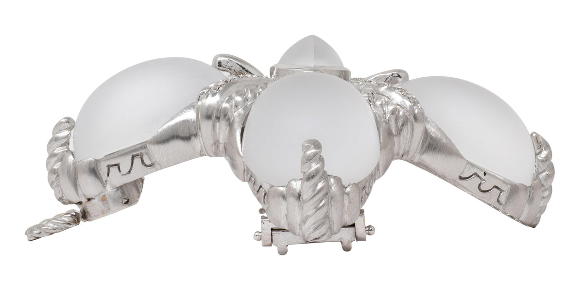Judith Ripka Diamond Moonstone 18 Karat White Gold Quatrefoil Brooch