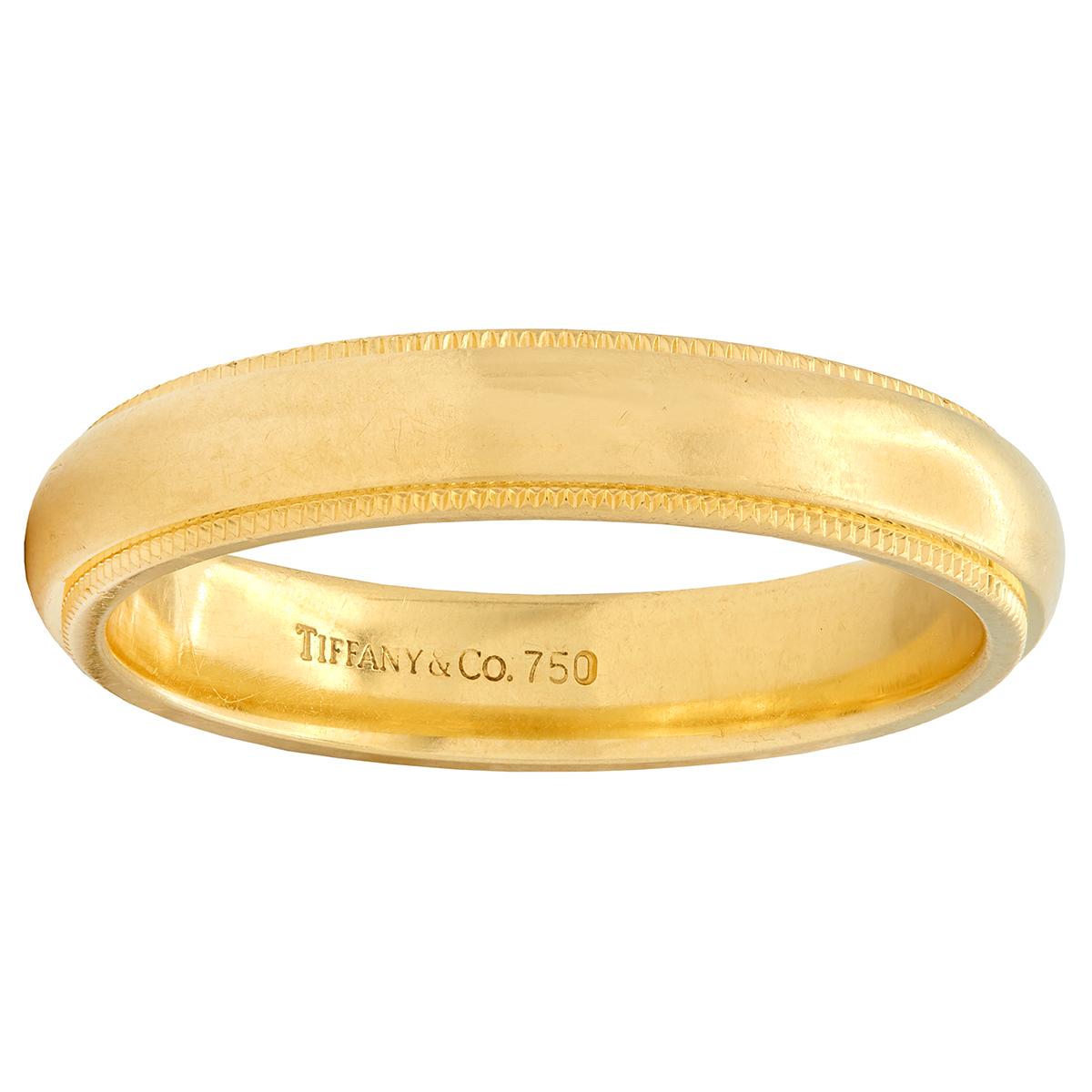 Tiffany & Co. 1990's 18 Karat Yellow Gold Vintage Wedding Band Ring