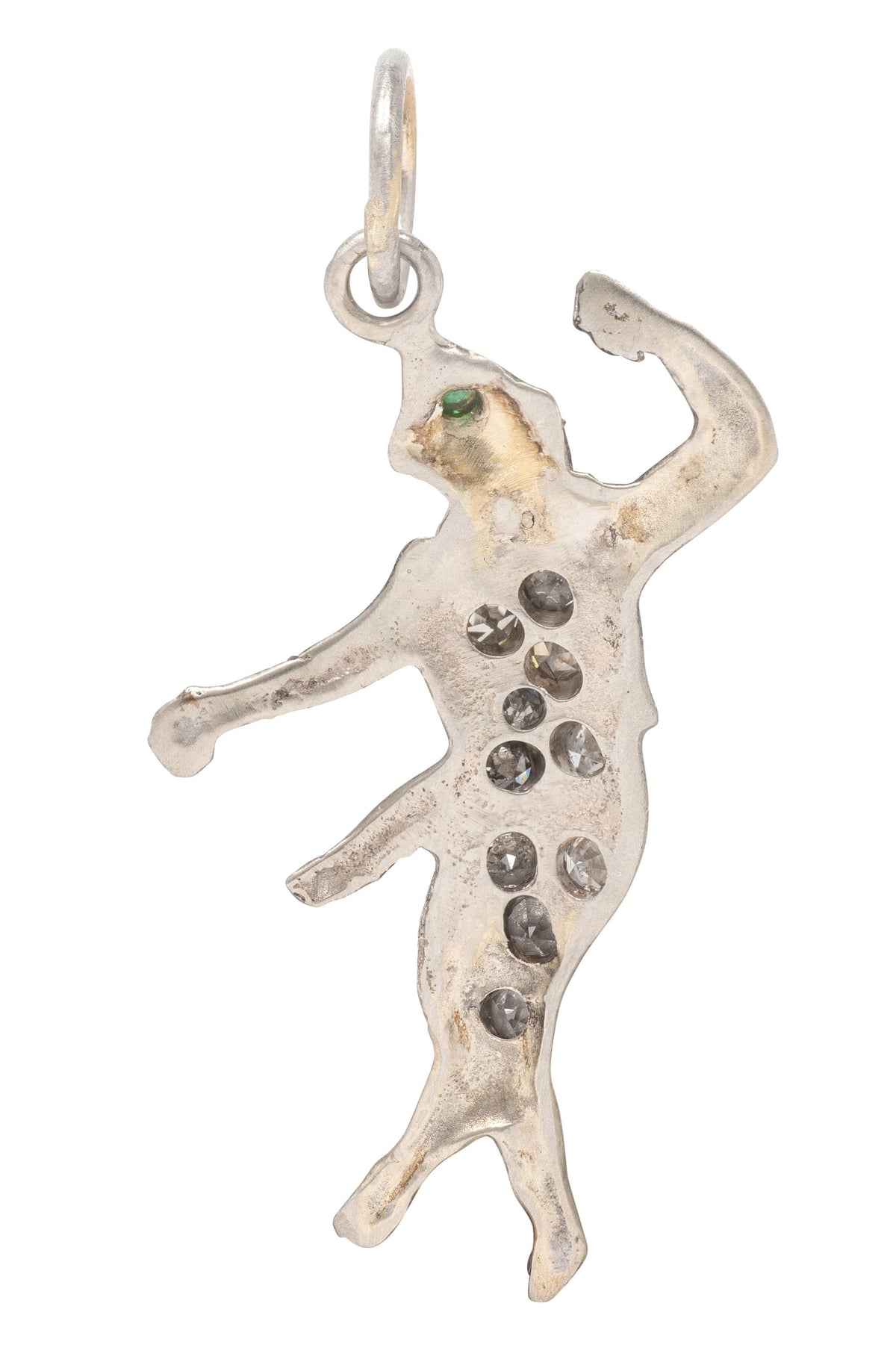 Art Deco Diamond Emerald 14 Karat White Gold Vintage Dancer Charm