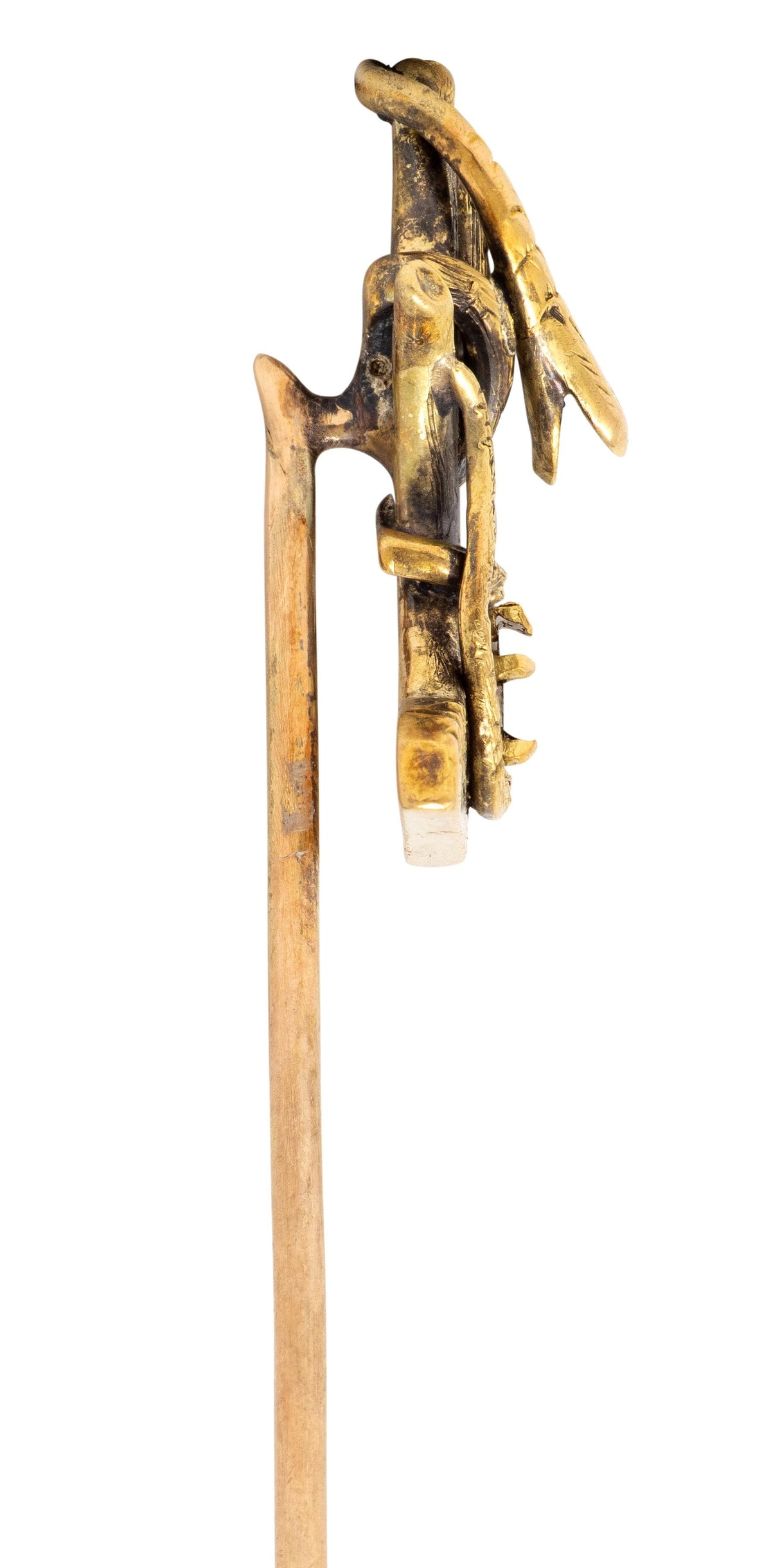 Victorian Pearl 14 Karat Yellow Gold Snake Antique Unisex Stickpin