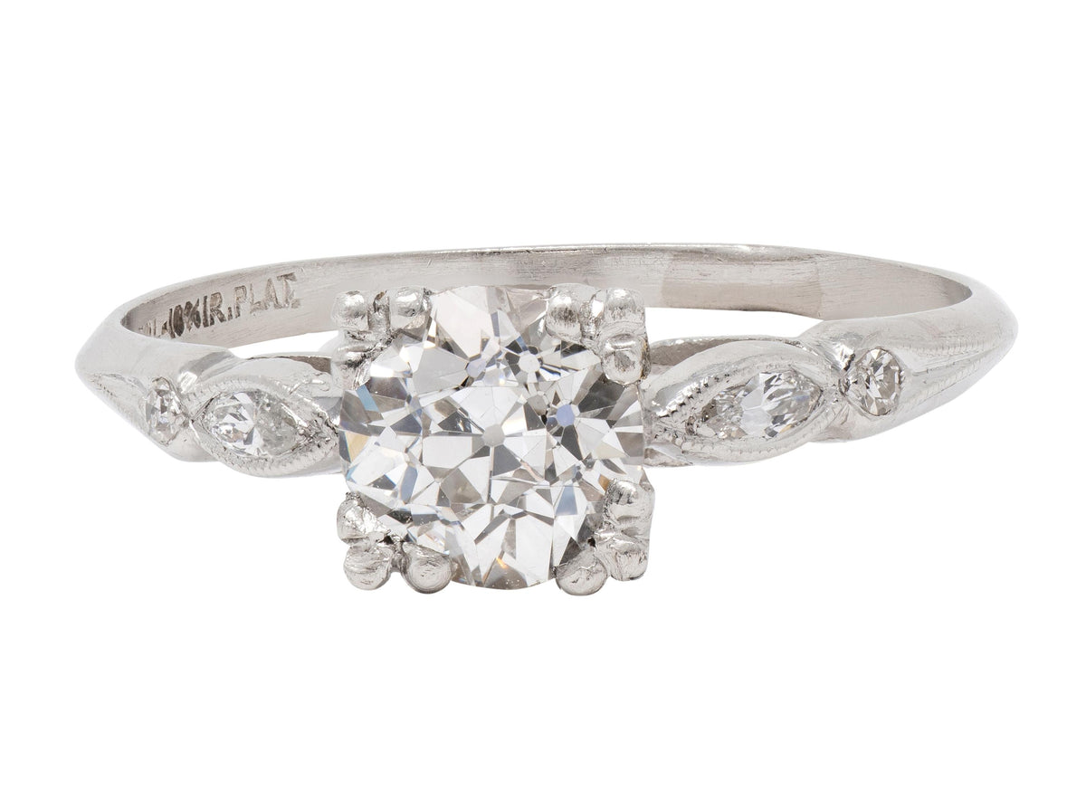 Bristol Co. Retro 1.27 CTW Old European Diamond Platinum Vintage Engagement Ring