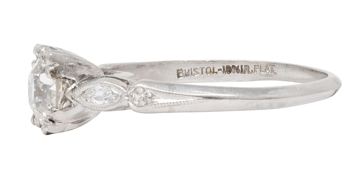 Bristol Co. Retro 1.27 CTW Old European Diamond Platinum Vintage Engagement Ring