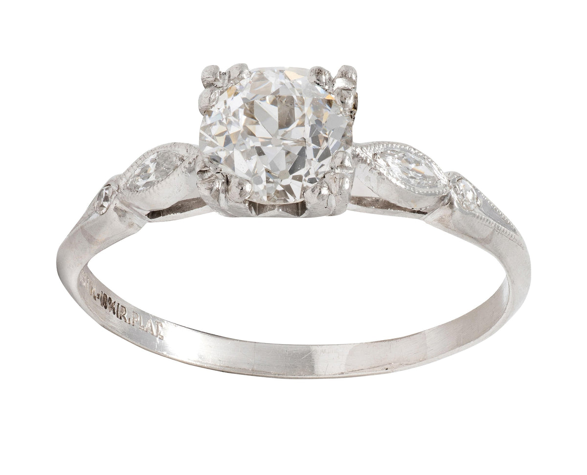 Bristol Co. Retro 1.27 CTW Old European Diamond Platinum Vintage Engagement Ring