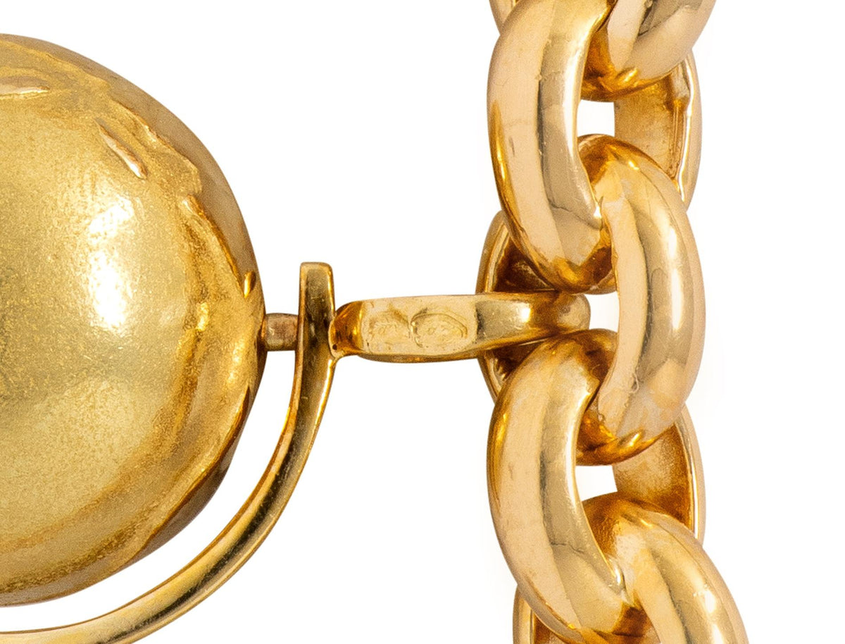 Van Cleef & Arpels French 1990's Globe Cable Link Charm Bracelet