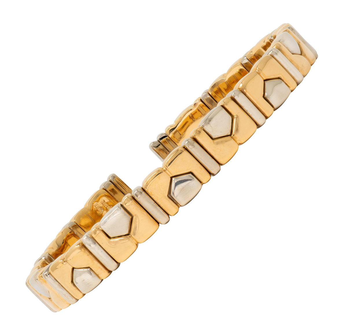 Bulgari 18 Karat Two-Tone Yellow White Gold Vintage Alveare Cuff Bracelet