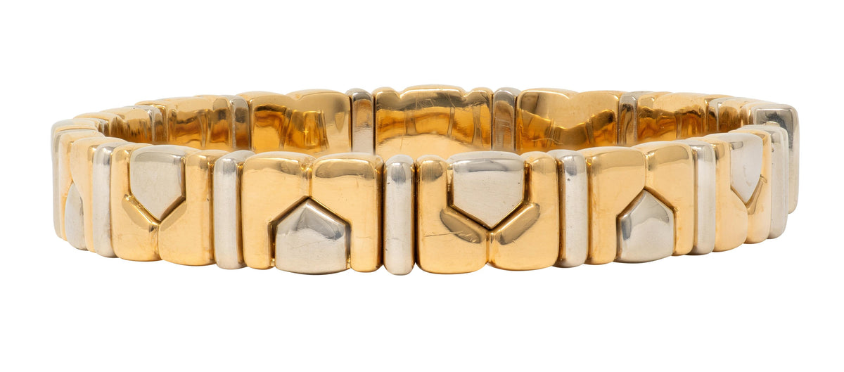 Bulgari 18 Karat Two-Tone Yellow White Gold Vintage Alveare Cuff Bracelet