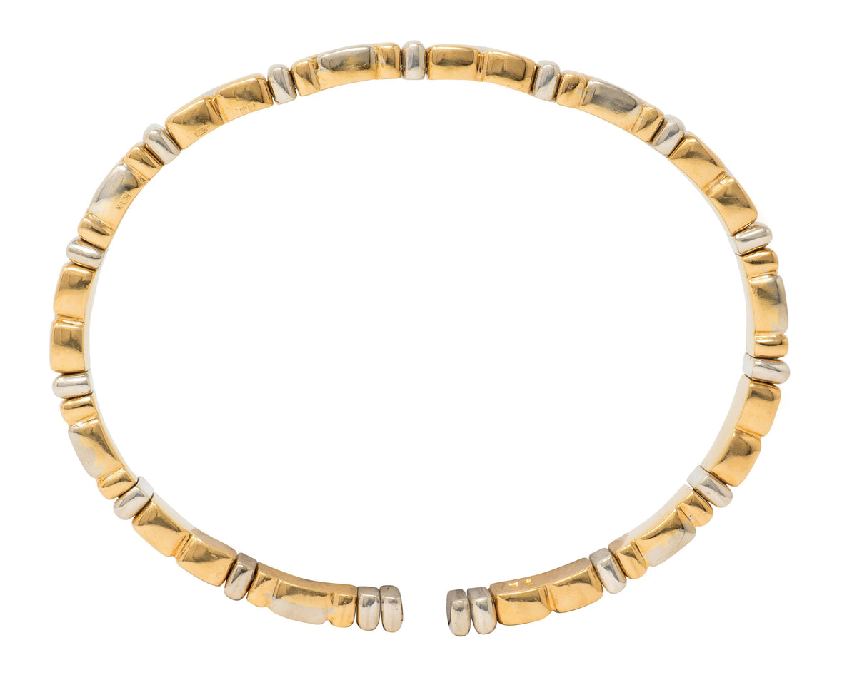 Bulgari 18 Karat Two-Tone Yellow White Gold Vintage Alveare Cuff Bracelet