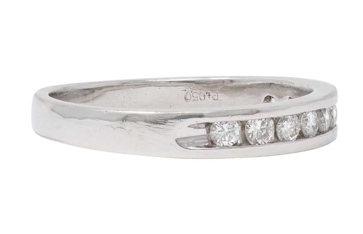 Contemporary Round Brilliant Cut Diamond Platinum Channel Band Ring