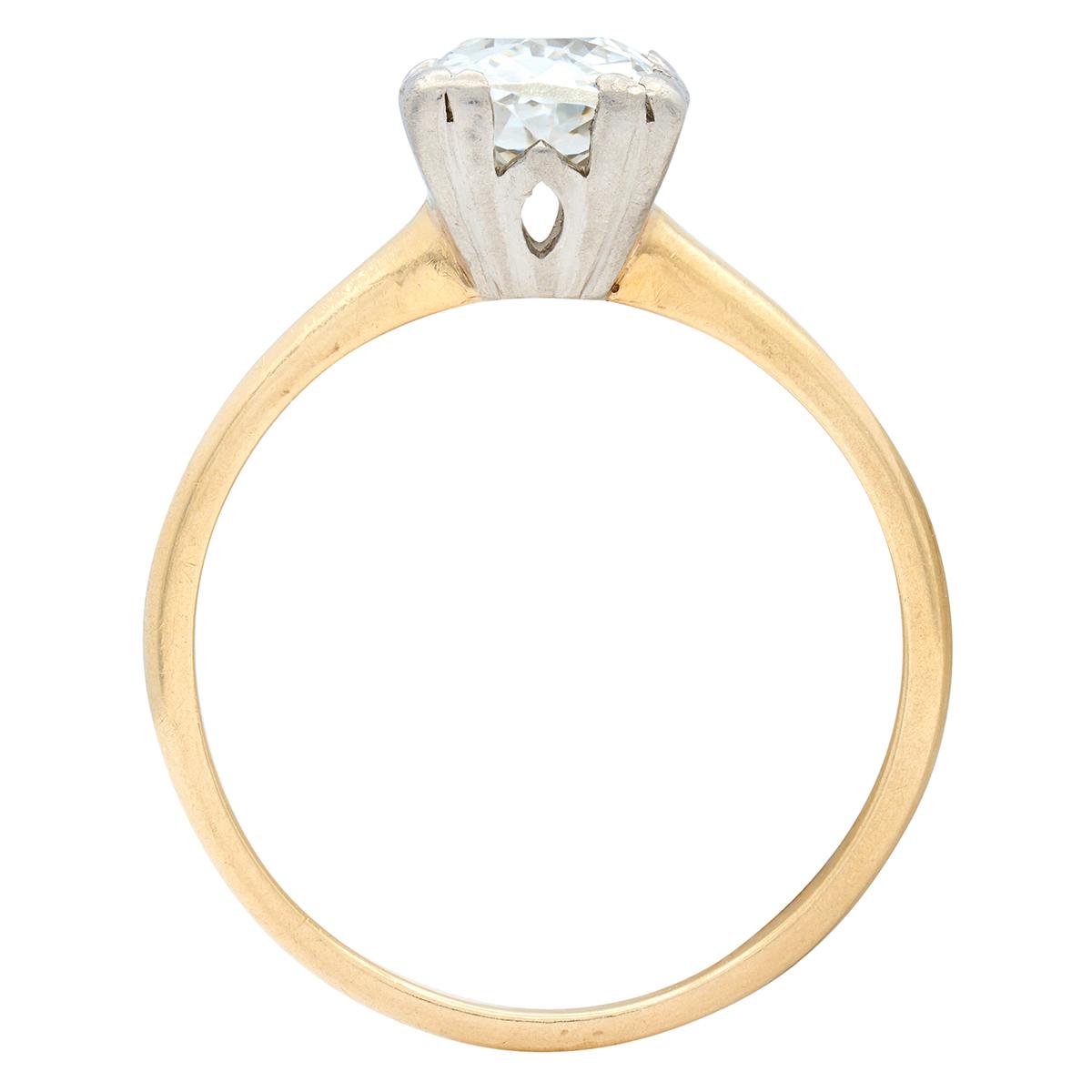 Woods Retro Old Mine Diamond 14 Karat Gold Vintage Solitaire Engagement Ring