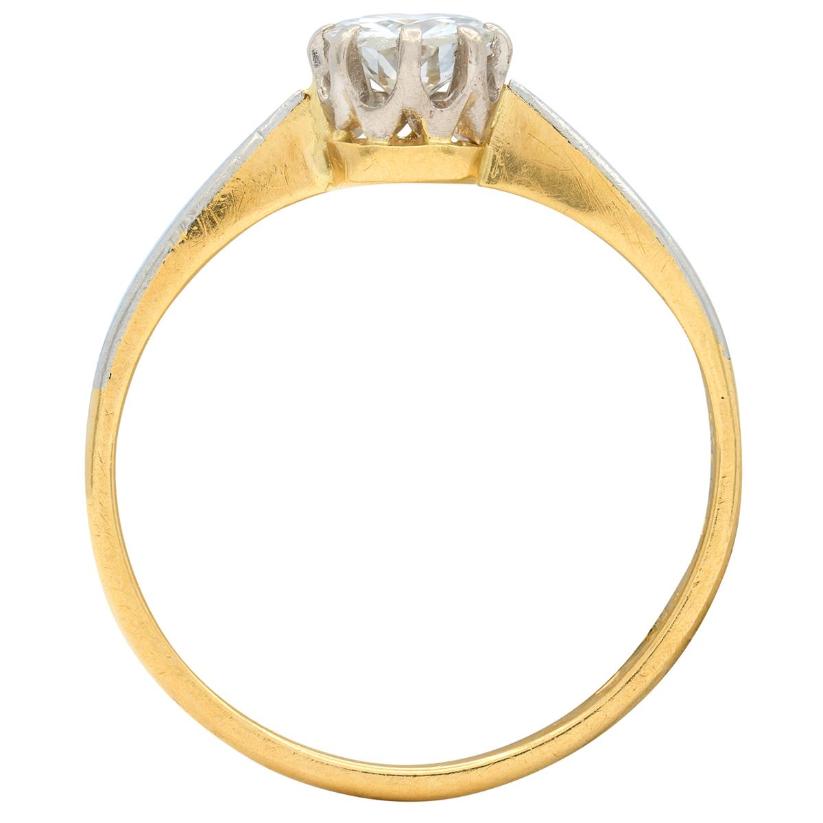 Mid-Century 0.45 CT Diamond 18K Gold Platinum Vintage Solitaire Engagement Ring