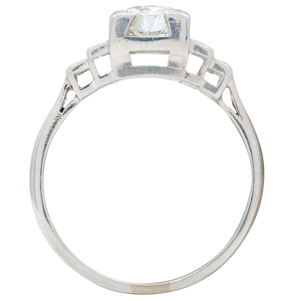 Art Deco Old European Cut Diamond Platinum Vintage Stepped Engagement Ring