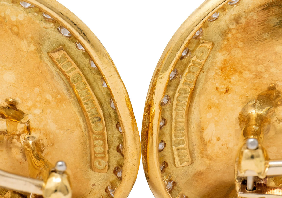 Angela Cummings 1987 Diamond 18 Karat Yellow Gold Vintage Lima Earrings