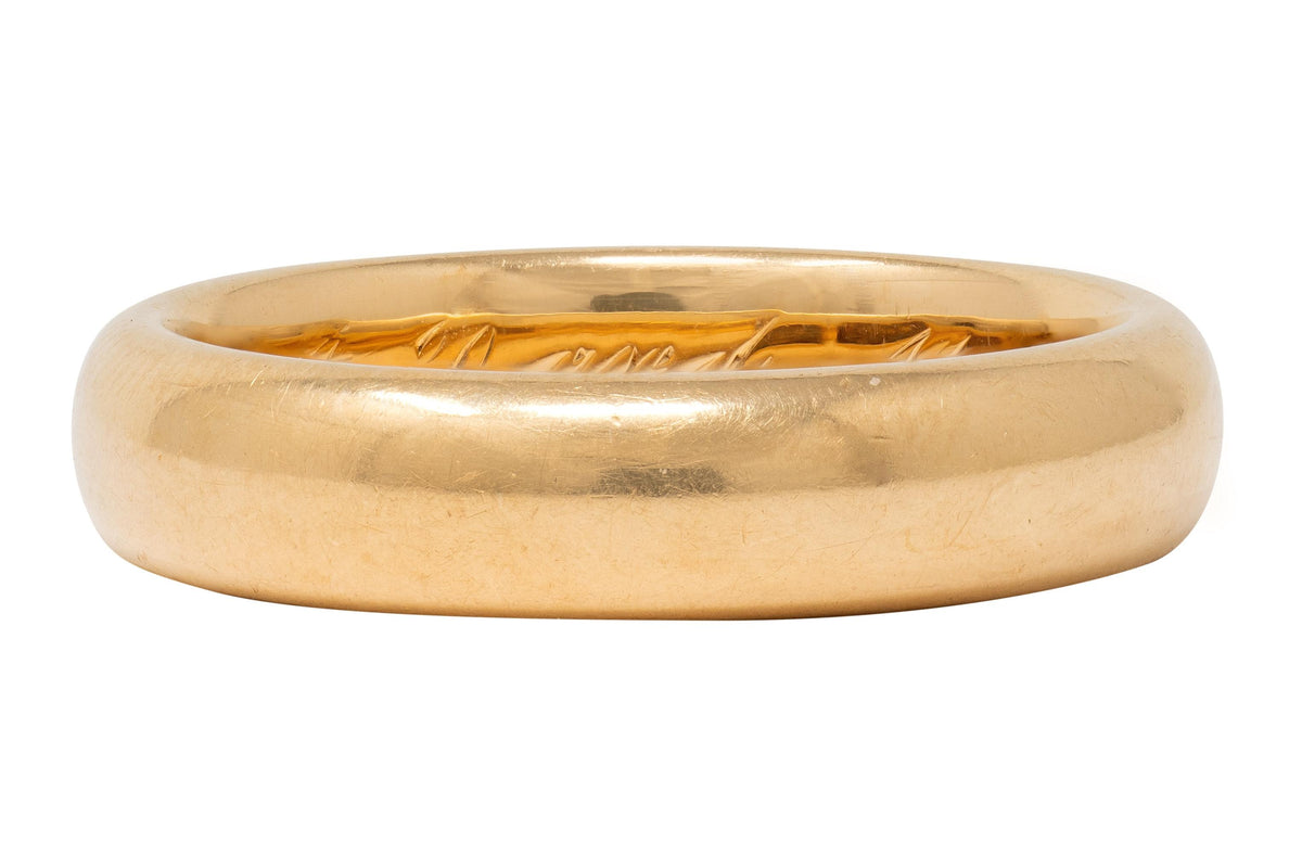 1913 18 Karat Yellow Gold Antique Wedding Band Ring