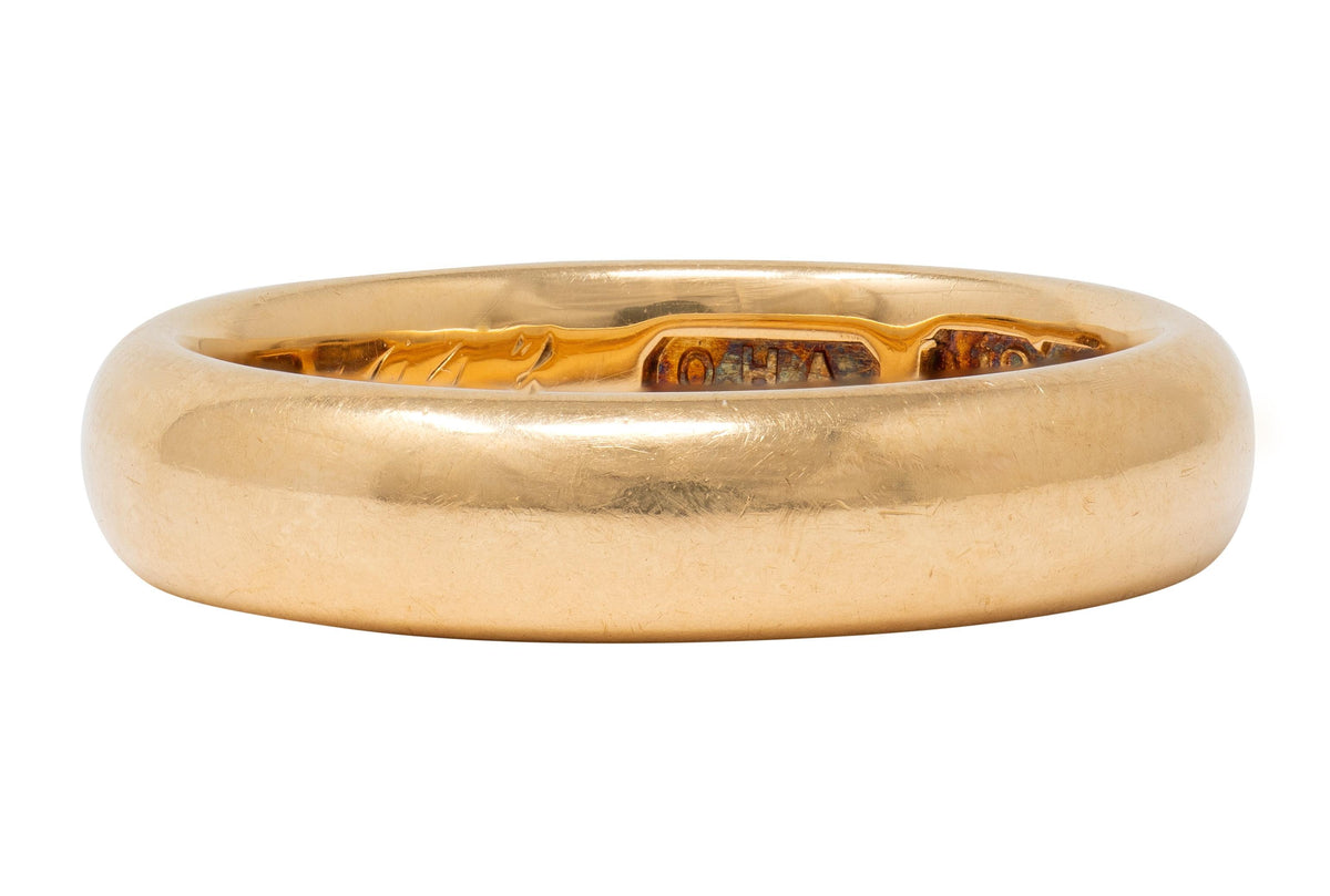 1913 18 Karat Yellow Gold Antique Wedding Band Ring