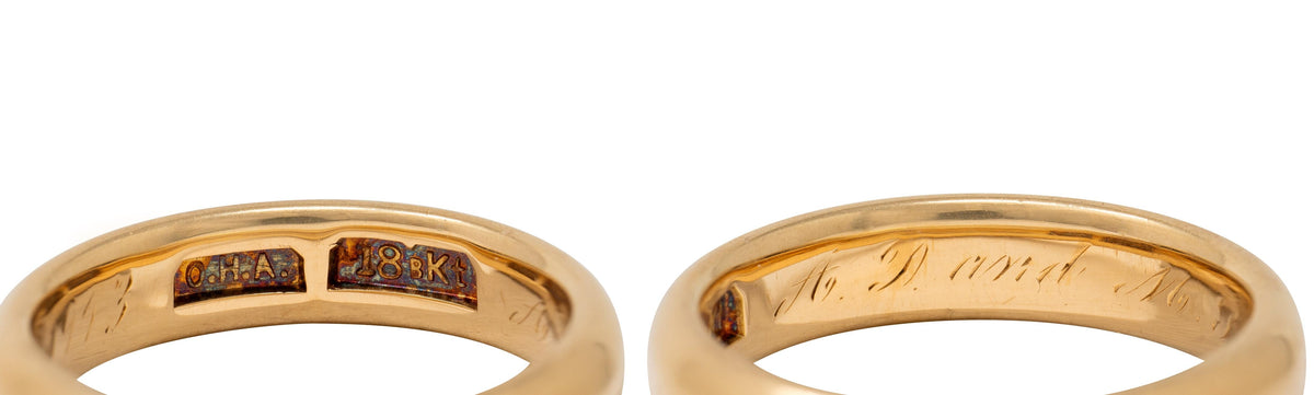 1913 18 Karat Yellow Gold Antique Wedding Band Ring
