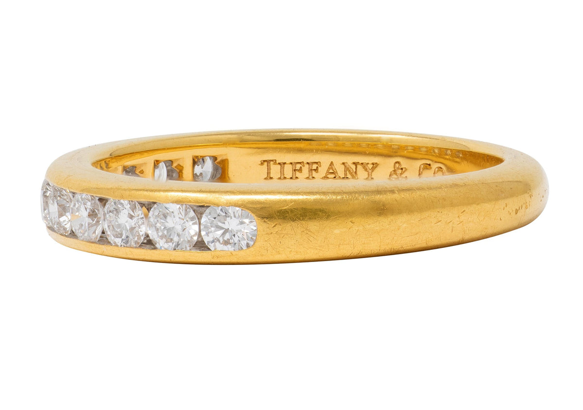 Tiffany & Co. 1990's Diamond 18 Karat Yellow Gold Vintage Channel Band Ring