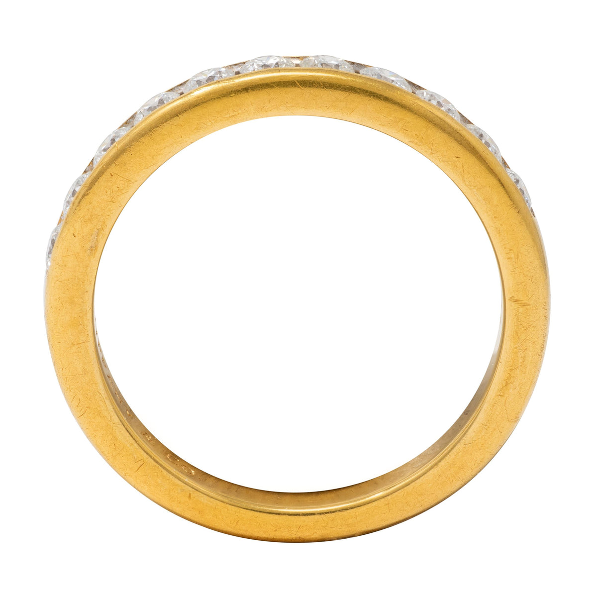 Tiffany & Co. 1990's Diamond 18 Karat Yellow Gold Vintage Channel Band Ring