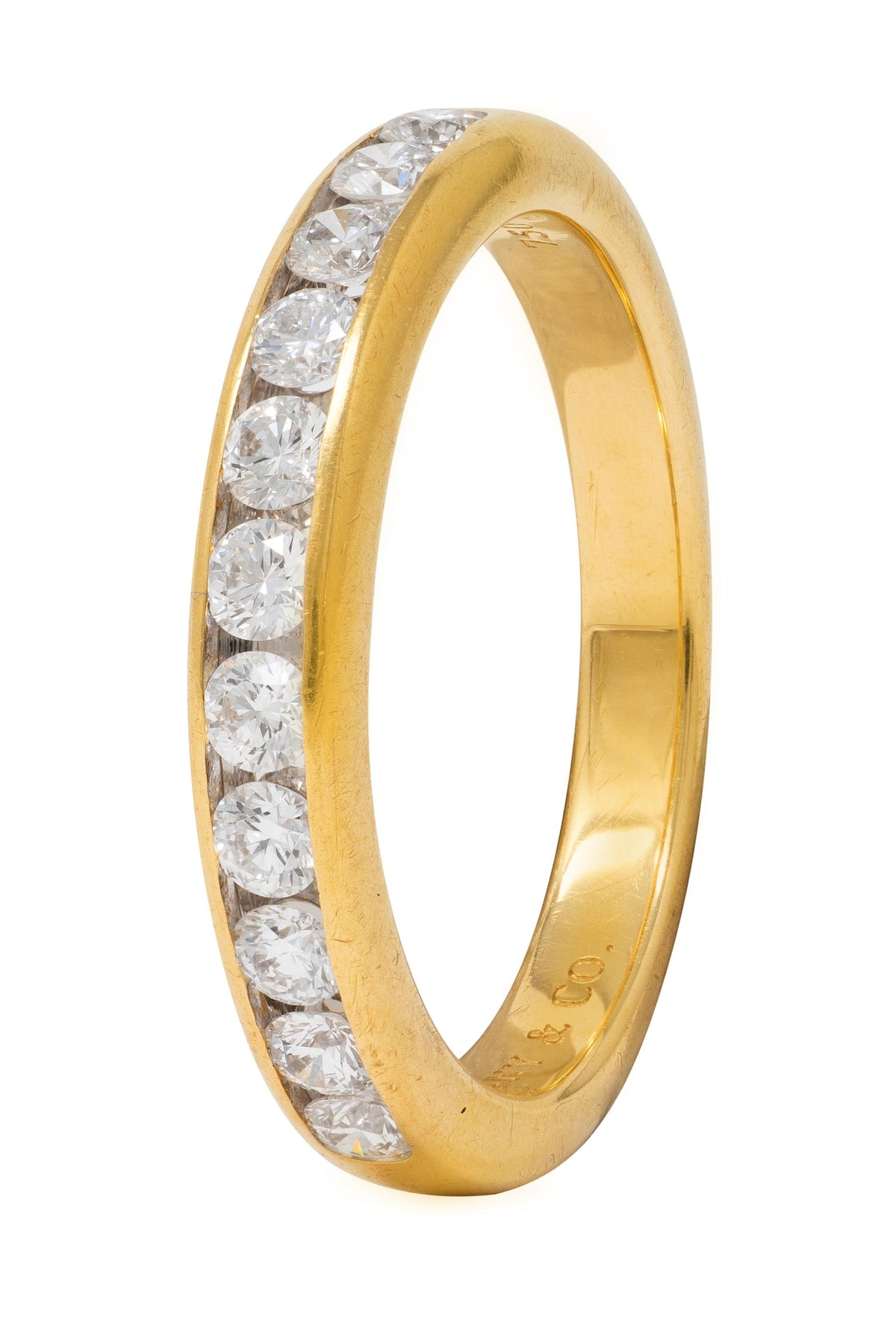 Tiffany & Co. 1990's Diamond 18 Karat Yellow Gold Vintage Channel Band Ring