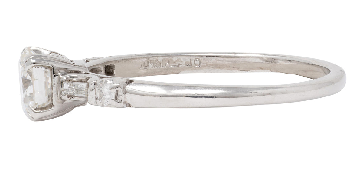 Mid-Century 0.85 CTW Transitional Cut Diamond Platinum Vintage Engagement Ring