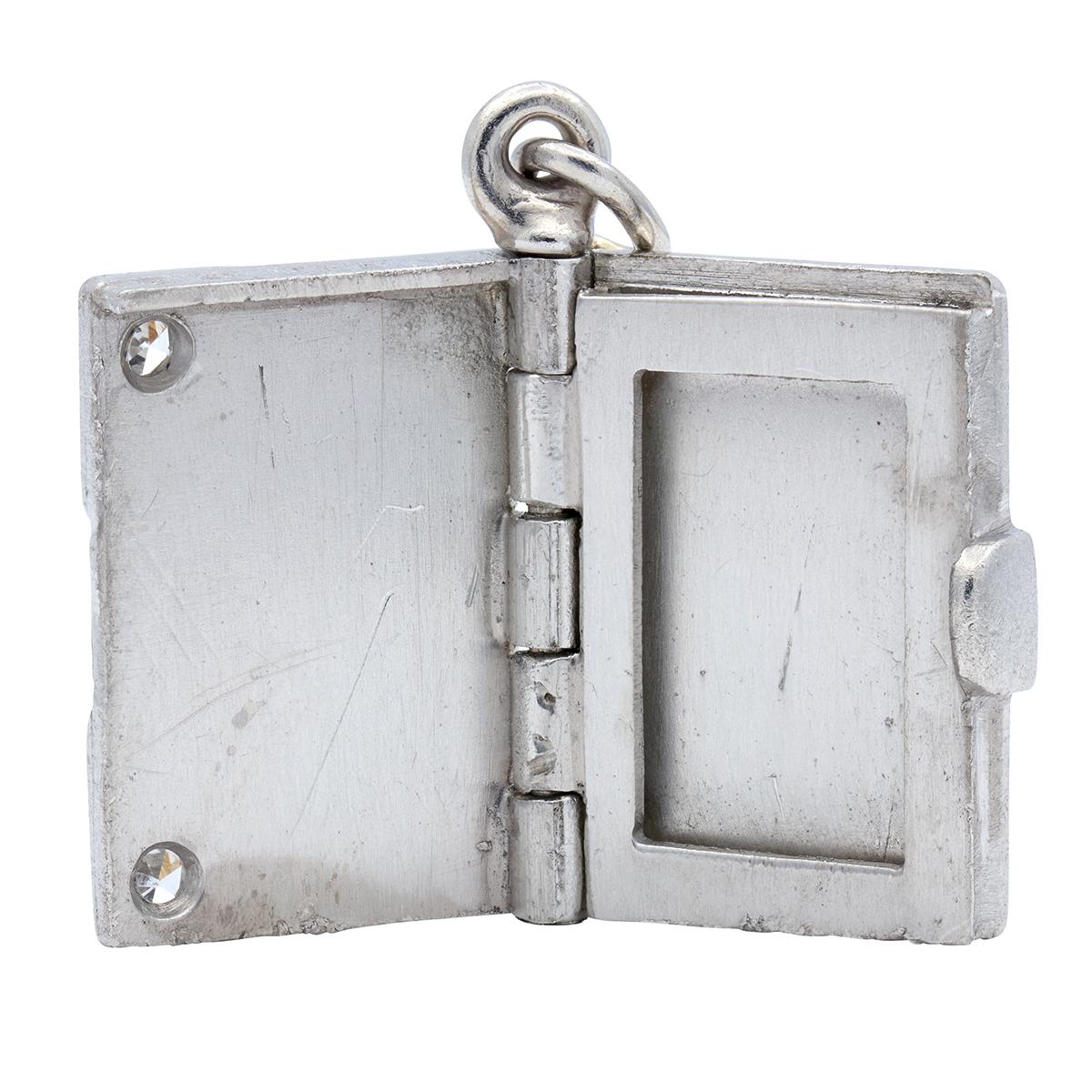 Art Deco Diamond Platinum Vintage Book Locket Charm