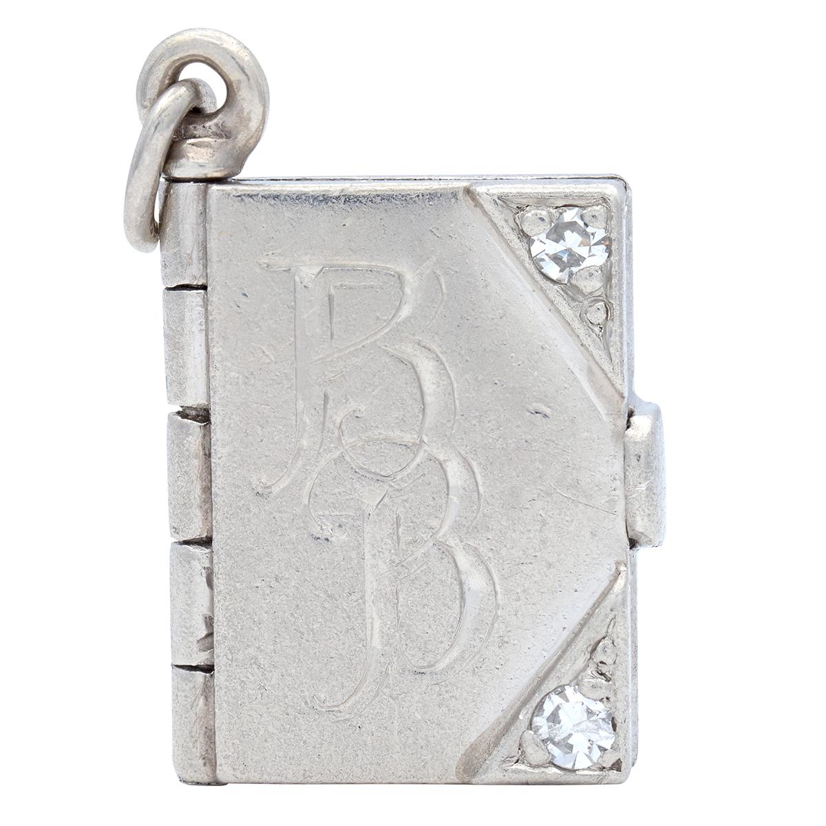 Art Deco Diamond Platinum Vintage Book Locket Charm