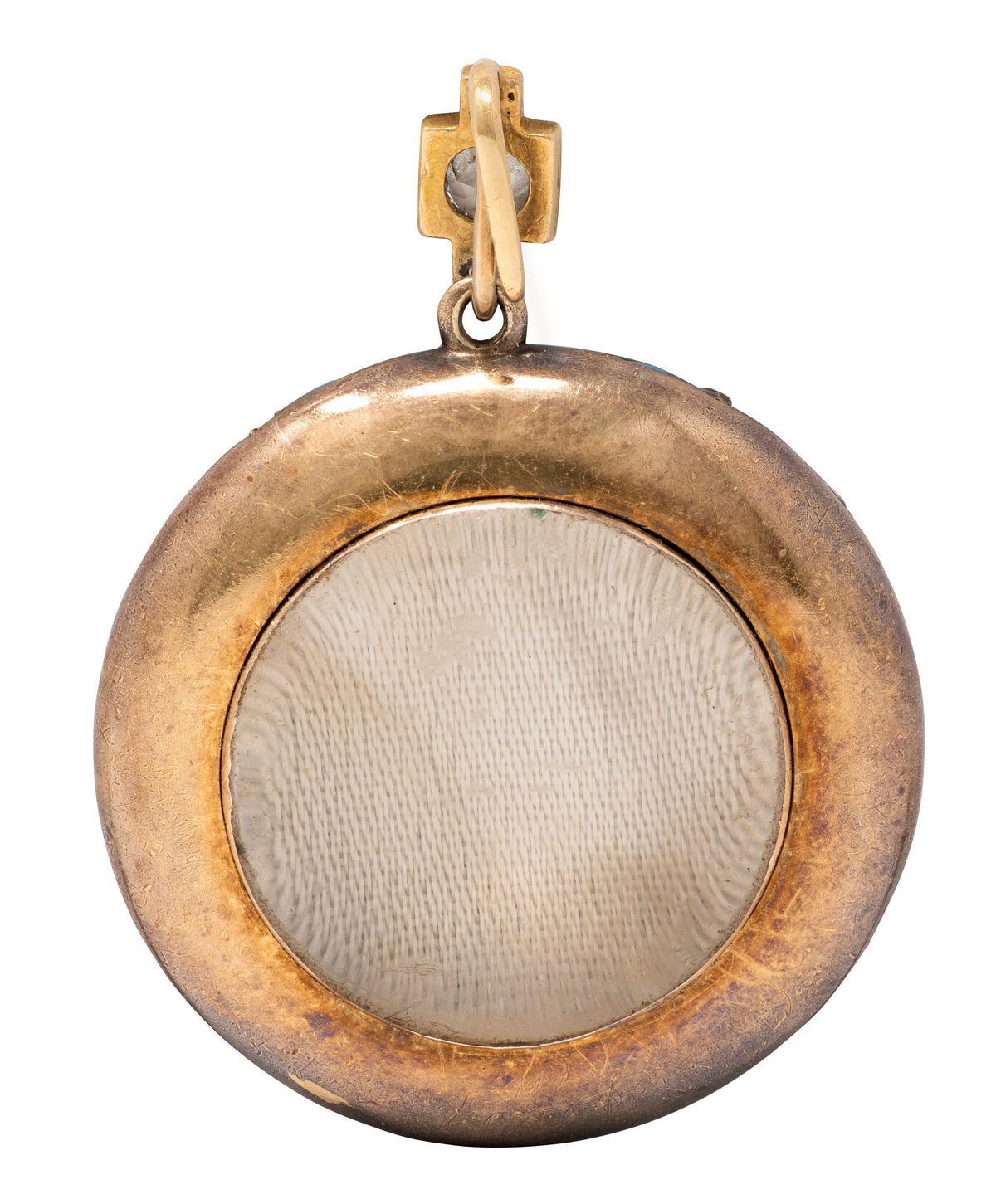 Victorian 4.08 CTW Diamond Enamel 14 Karat Yellow Gold Antique Locket Pendant