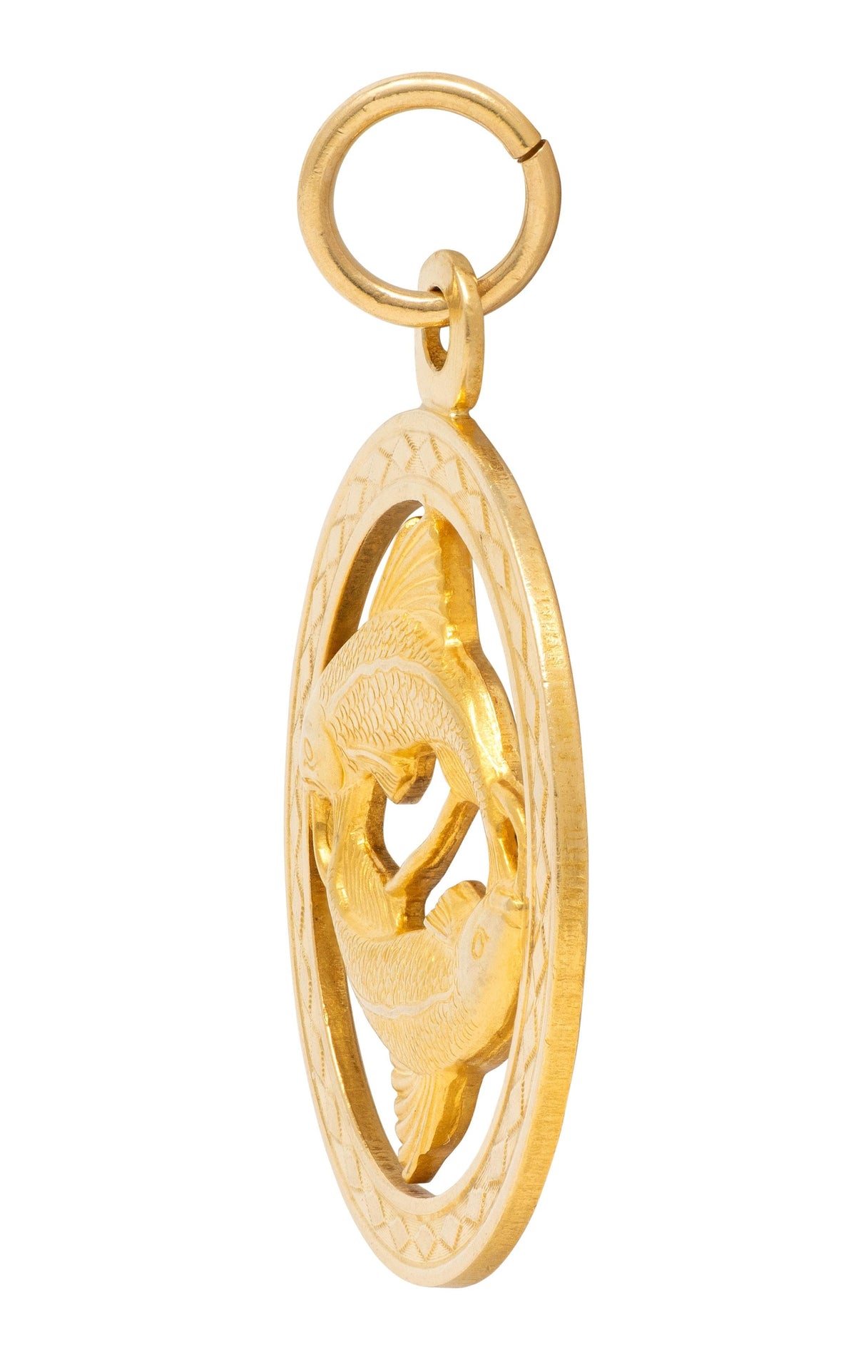 Katz & Ogush Inc. 1970's 18 Karat Yellow Gold Vintage Pisces Zodiac Pendant