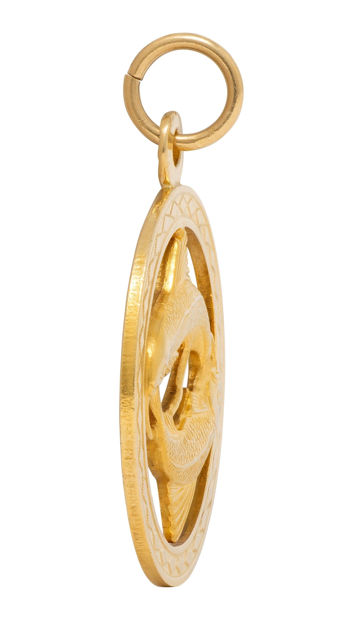 Katz & Ogush Inc. 1970's 18 Karat Yellow Gold Vintage Pisces Zodiac Pendant