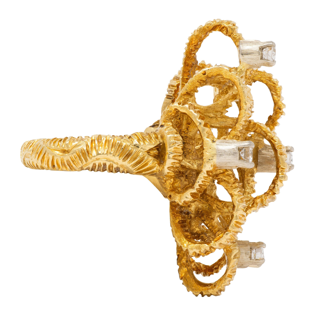Buccellati 1960's Diamond 18 Karat Two-Tone Gold Vintage Ribbon Ring