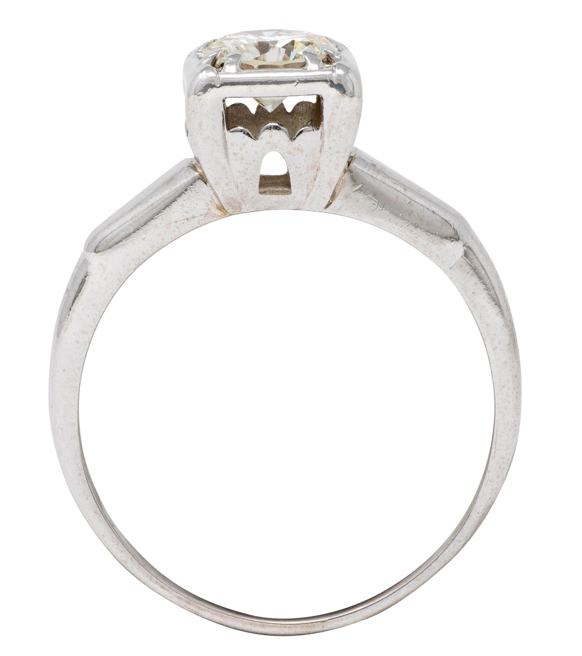 Mid-Century European Diamond 14K White Gold Vintage Solitaire Engagement Ring