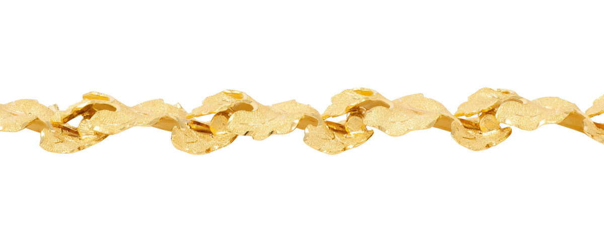 Buccellati 1970's 18 Karat Yellow Gold Vintage Maple Leaf Link Bracelet