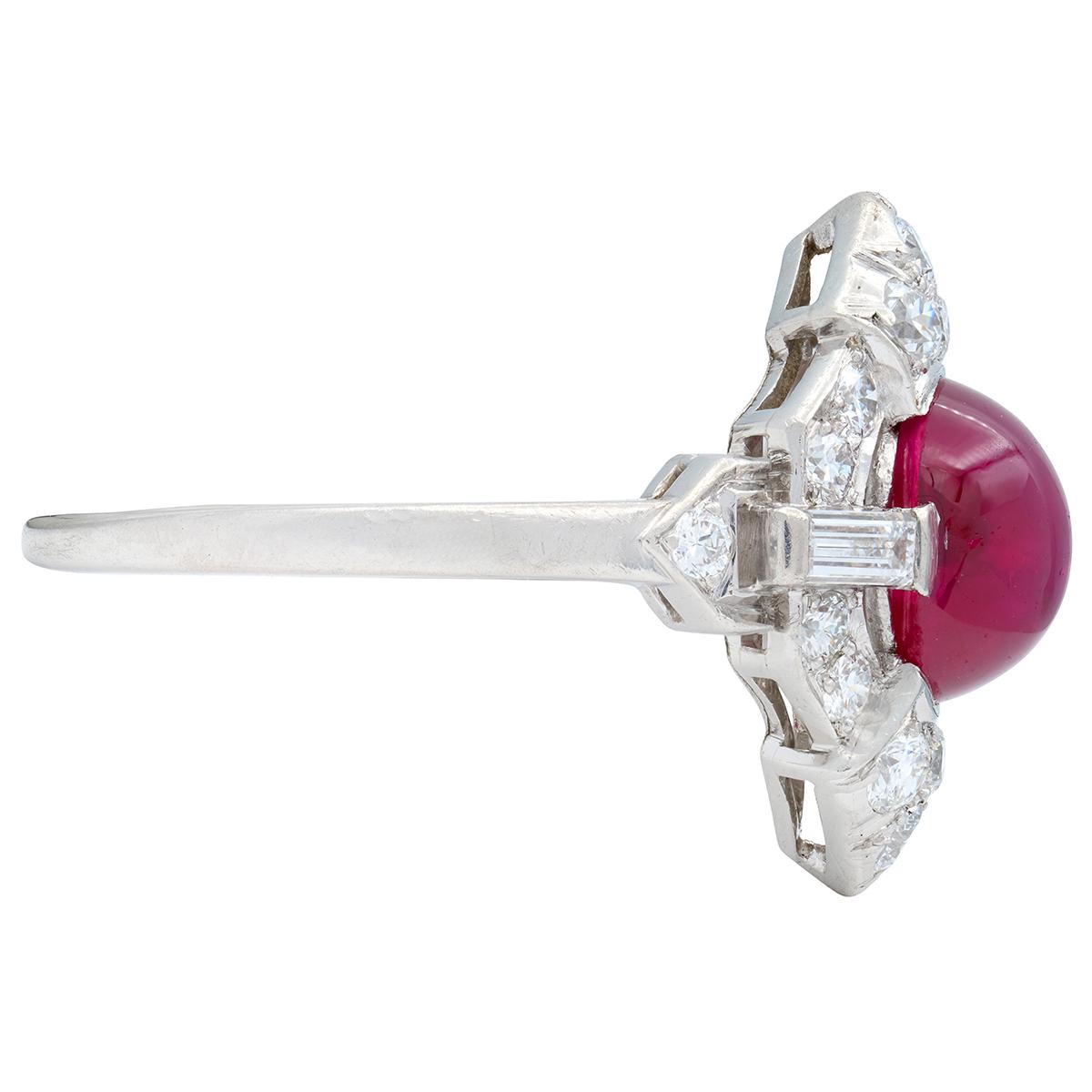Bailey Banks & Biddle 1939 Art Deco Diamond Ruby Platinum Vintage Cluster Ring