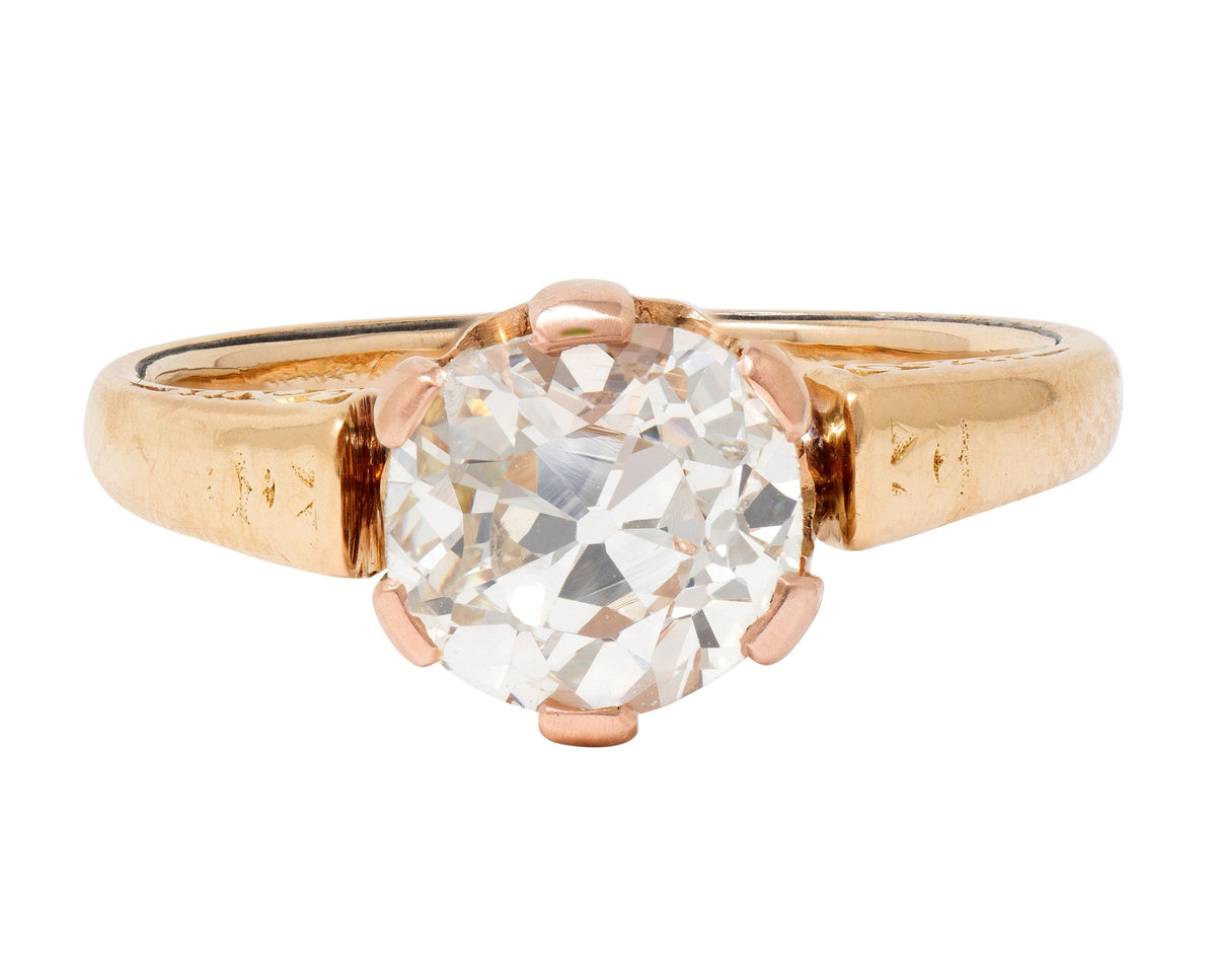Victorian 0.80 CTW Old Mine Diamond 18 Karat Two-Tone Gold Antique Sol