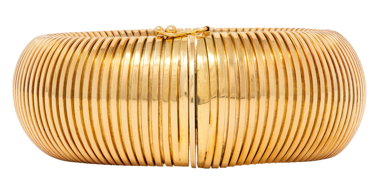 1960's 14 Karat Yellow Gold Vintage Wide Tubogas Bracelet